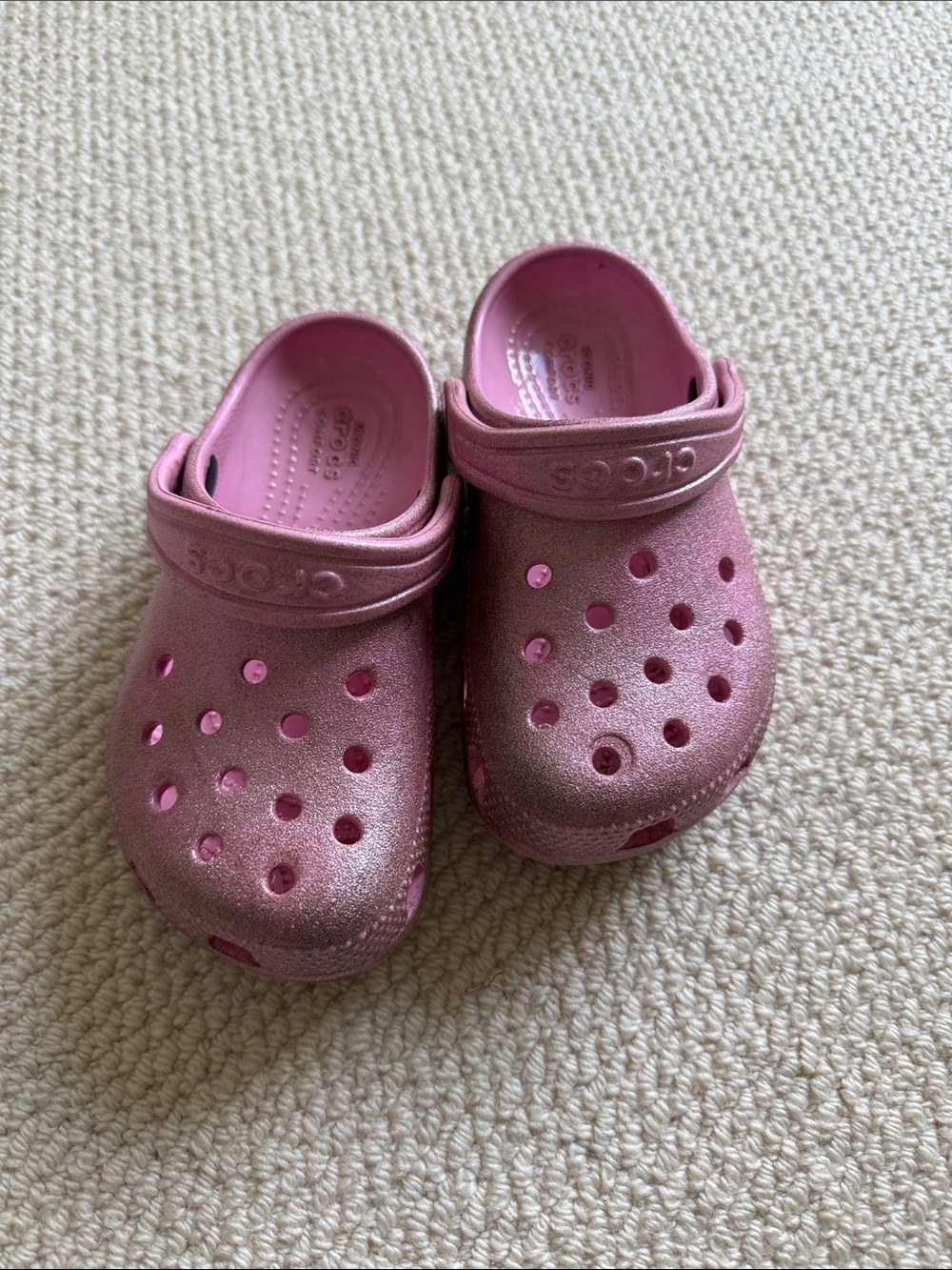 CROCS Kids Glitter Pink Clog with Heel Strap